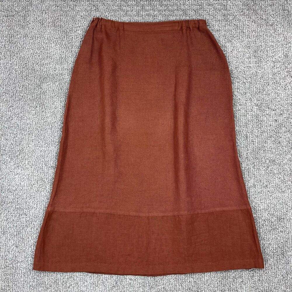 Habitat Skirt Womens Medium Brown Linen A Line Maxi Lagenlook Boho USA Casual - Picture 2 of 8
